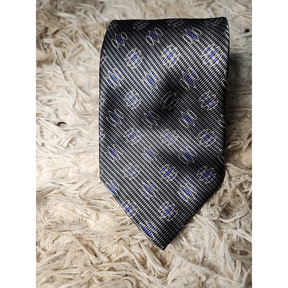 Robert Talbott‎ Best Of Class Silk Tie Black Blue Geometric Hand Sewn in USA